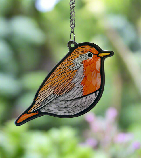 Bobbin Robin Stained Glass Effect Suncatcher